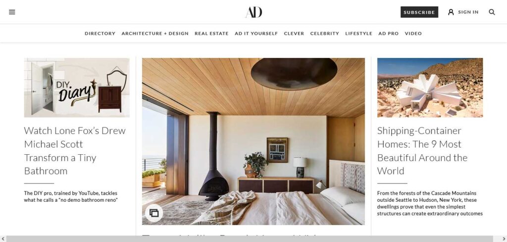 architectural digest: interior design website
