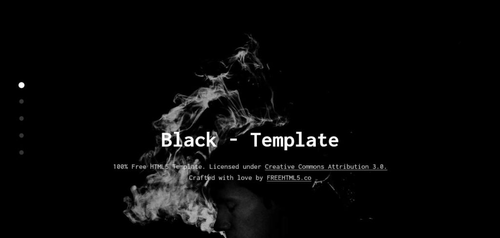 black: free one page website template