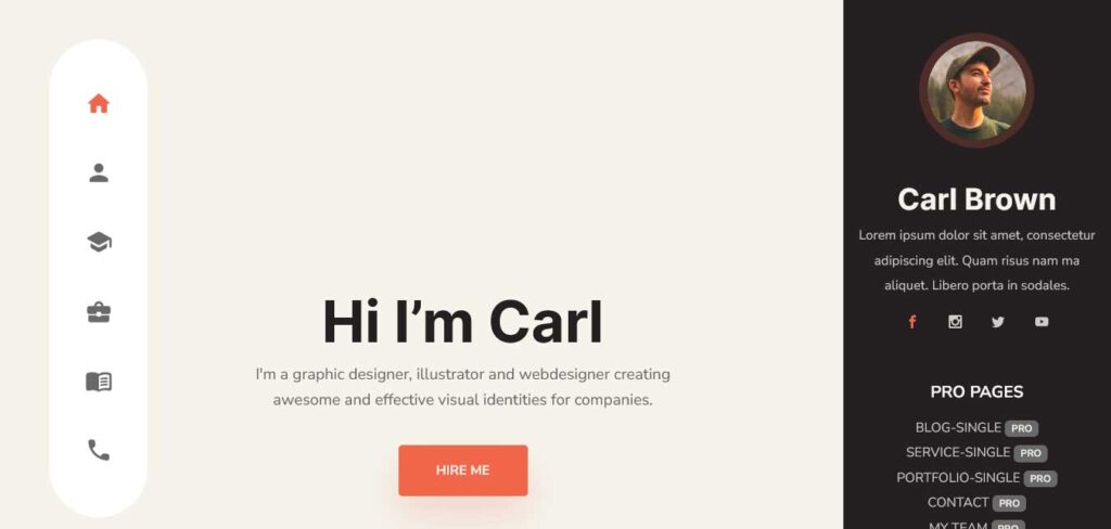 carl: one of best free one page website templates