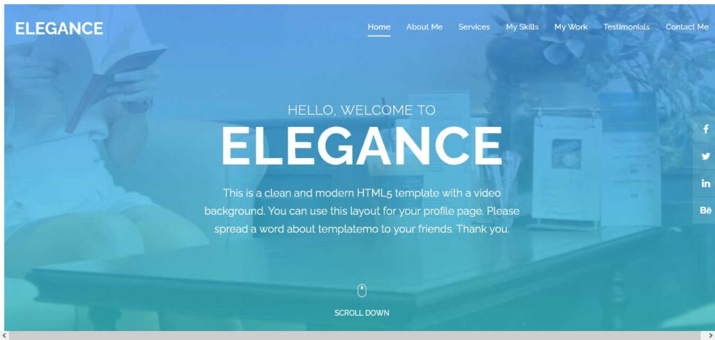 elegance: free one page website template