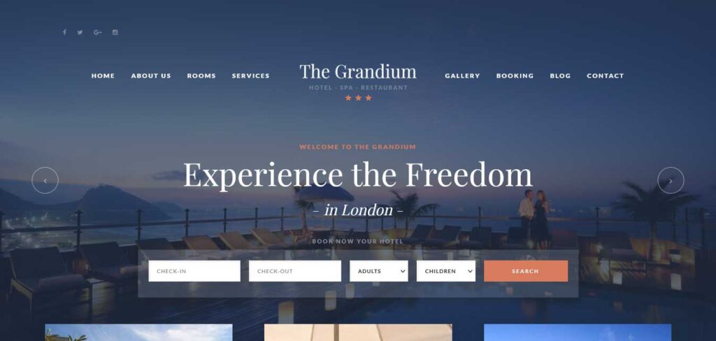 grandium: hotel wordpress theme