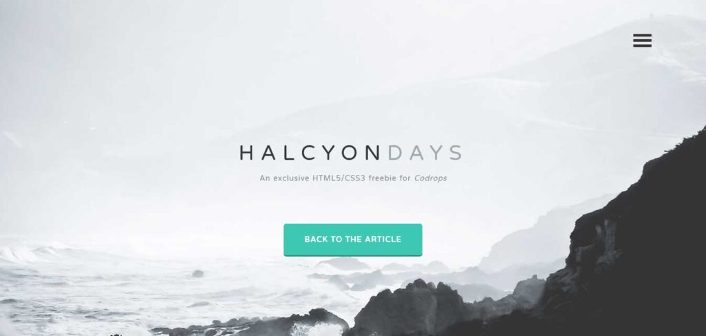 halcuon days: free one page website template