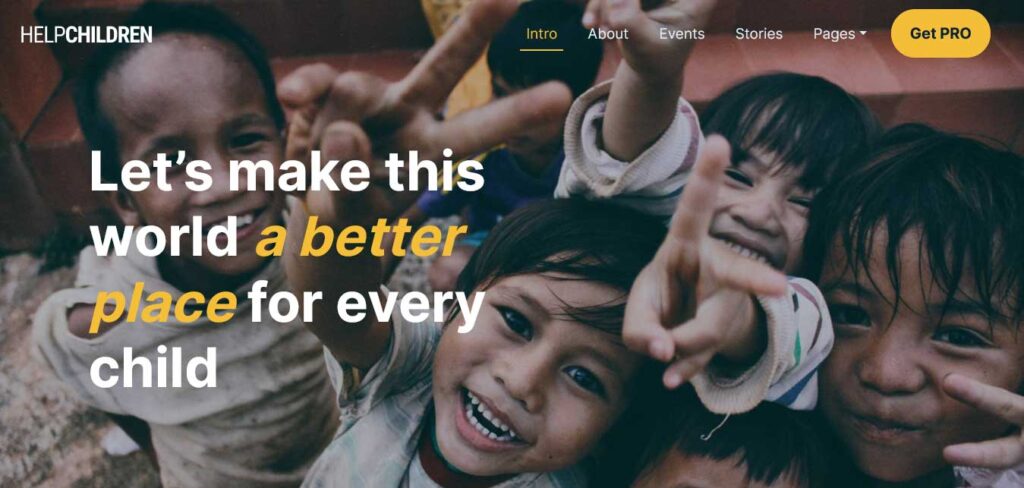 help children: free one page website template