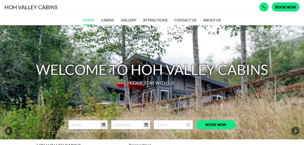 hoh valley cabins: hotel website
