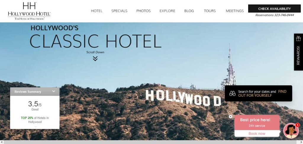 Hollywood Hotel website