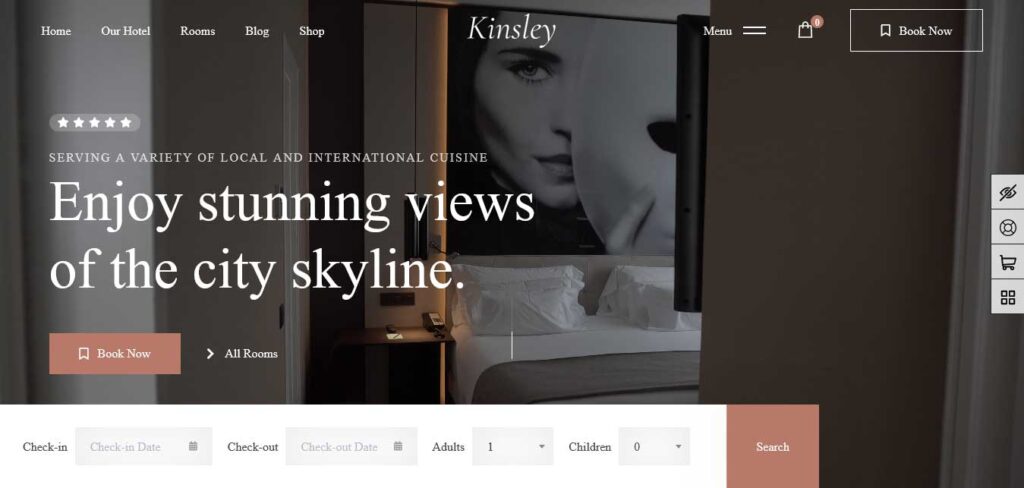 kinsley: hotel wordpress theme