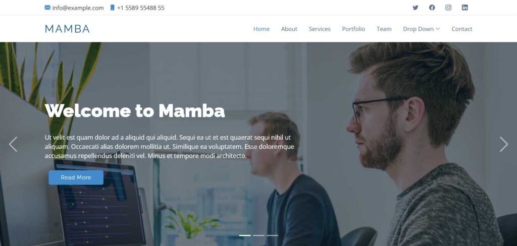 mamba: free one page website template