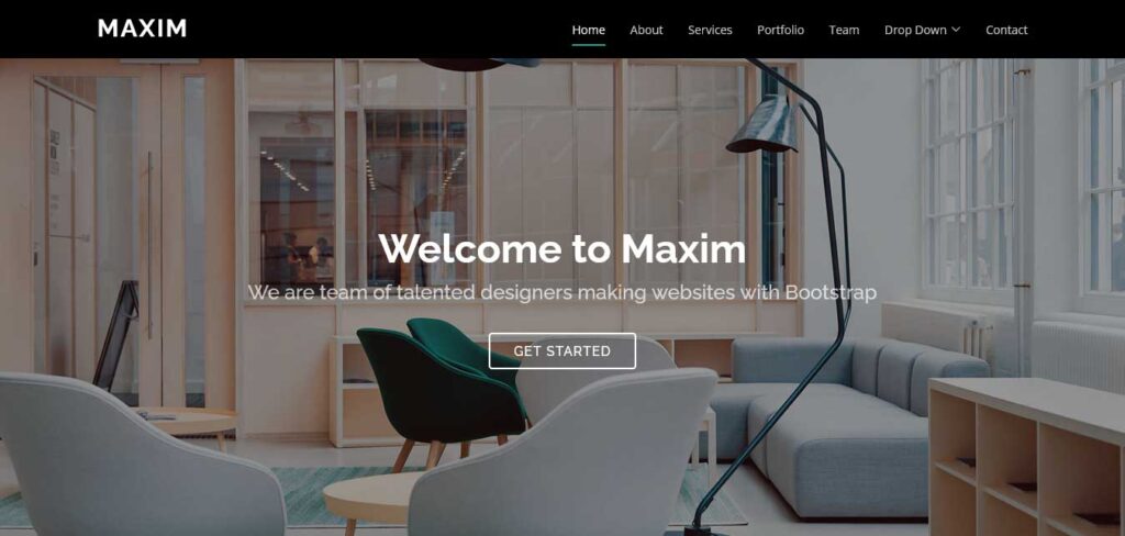 maxim: free one page website template