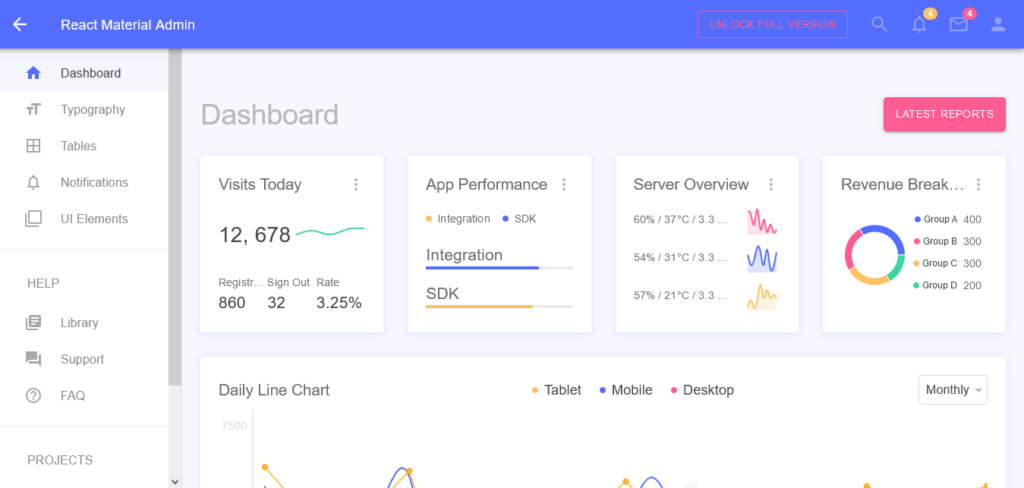 react material admin template