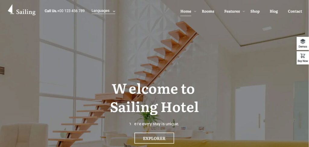 sailing: hotel wordpress theme