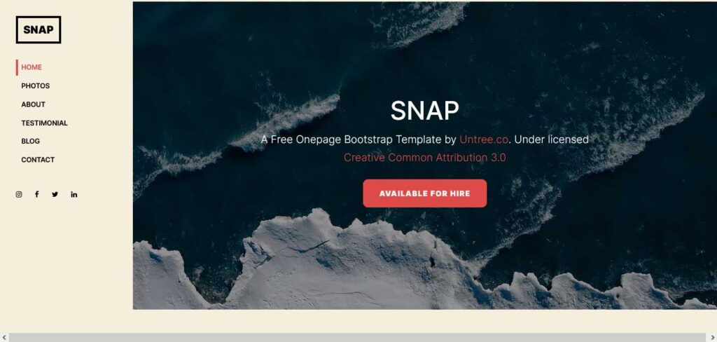 snap: free one page website template