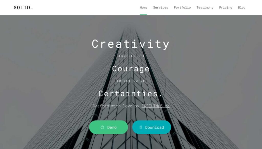 solid: free one page website template
