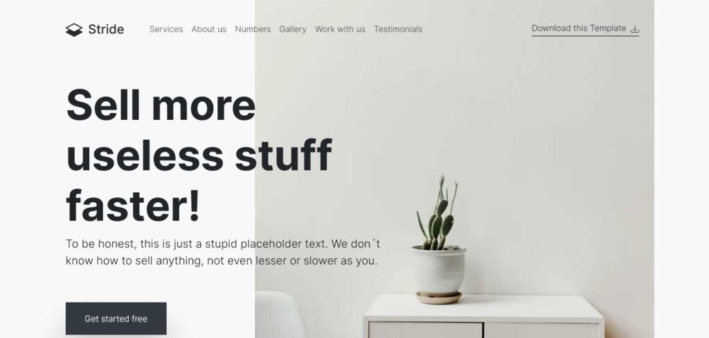 stride: free one page website template
