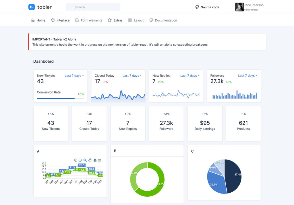 tabler react dashboard template