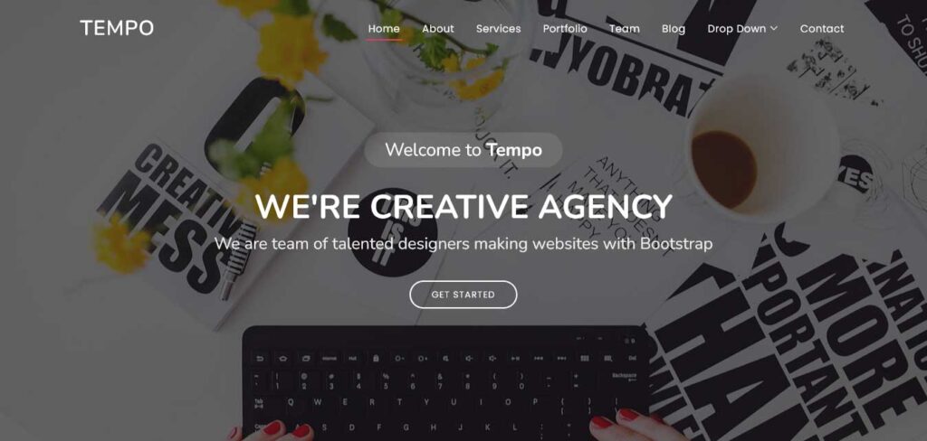 tempo: free one page website template