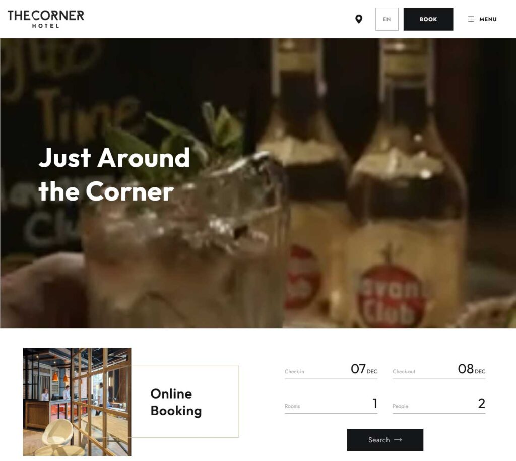 The corner boutique hotel website