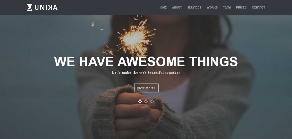unika: free one page website template