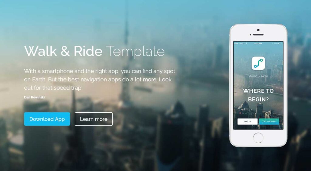 walk ride: free one page website template