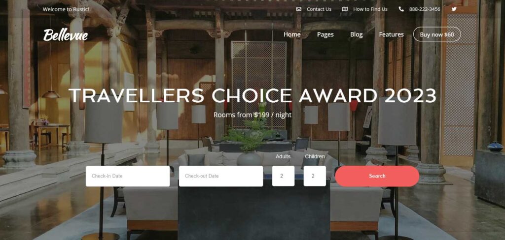 bellevue: one of Best booking wordpress themes for hotels