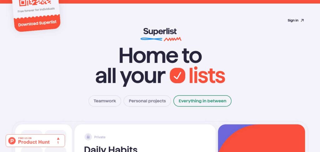 superlists website design