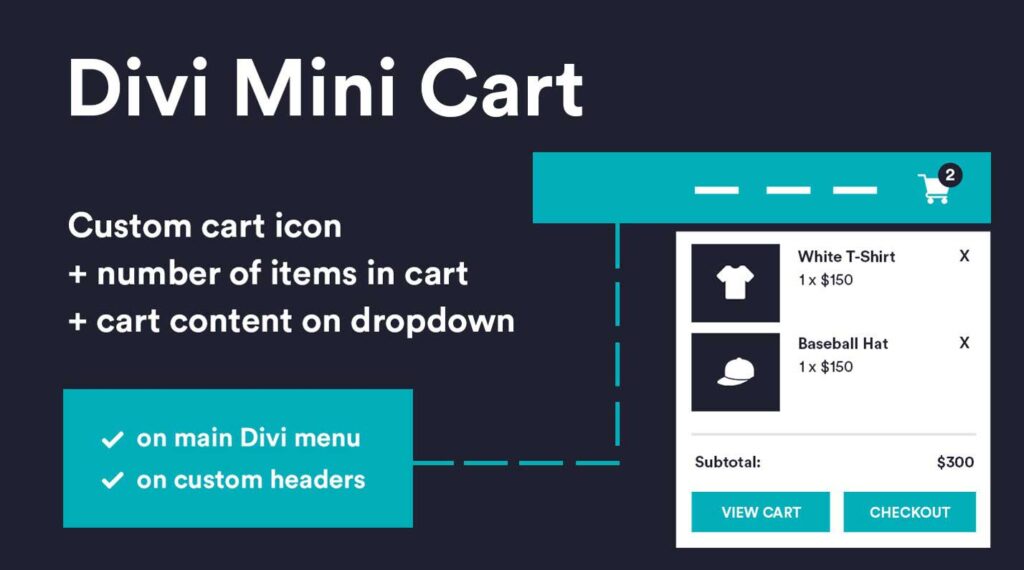 divi menu plugins mini cart