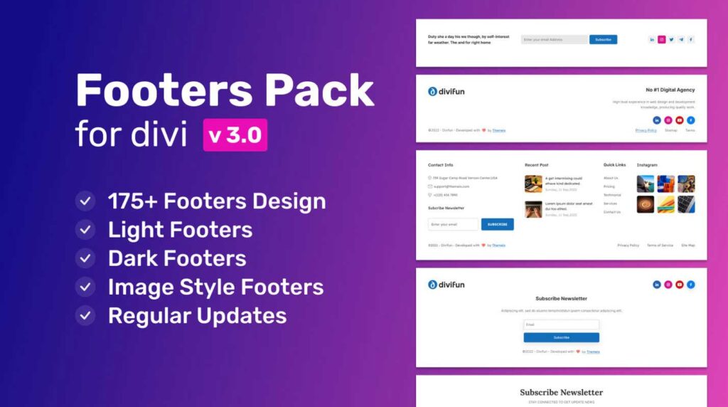footers pack for Divi