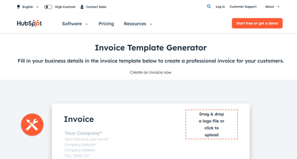 hubspot invoice template generator