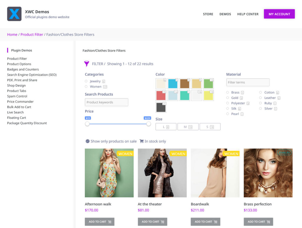 product filter for woocommerce plugin