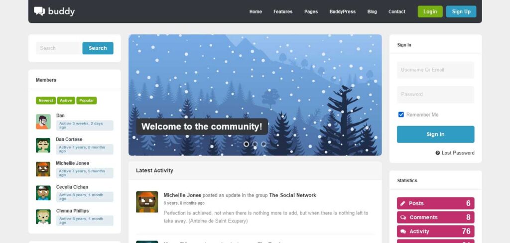 Buddy WordPress membership theme