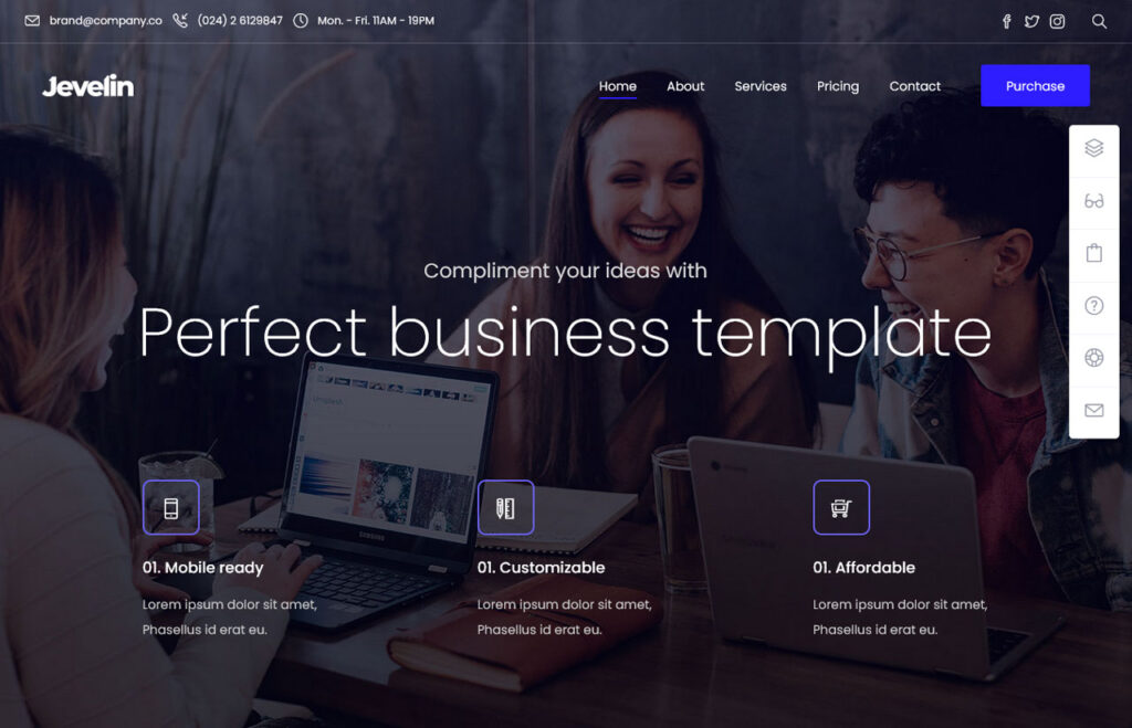 Jevelin WordPress landing page template