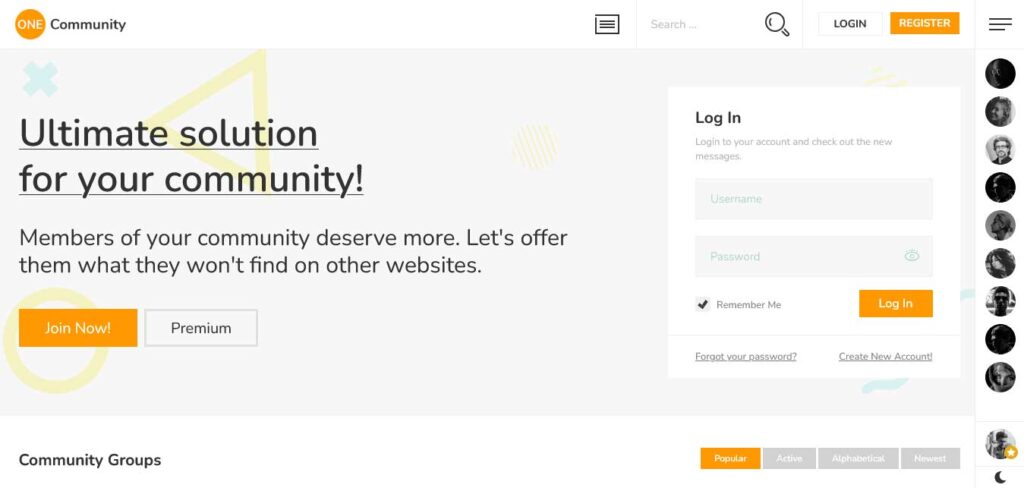 onecommunity WordPress membership theme