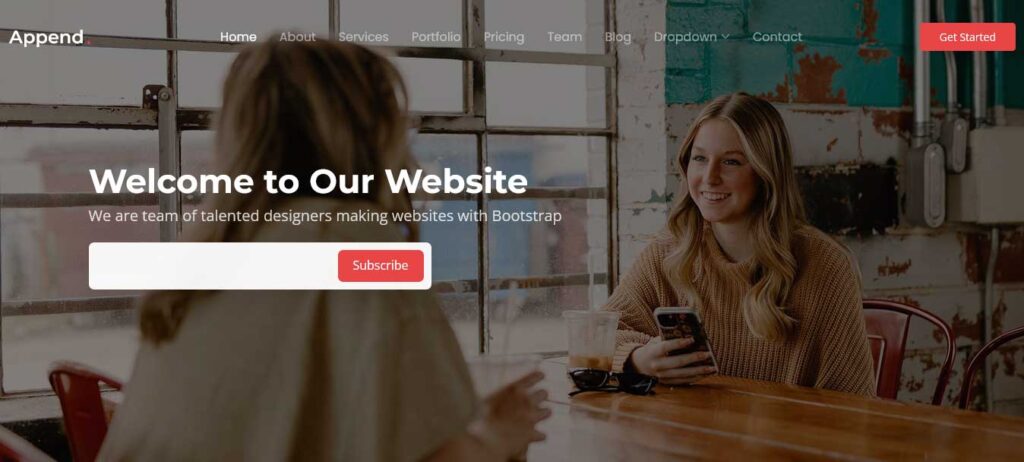 Append free bootstrap website template