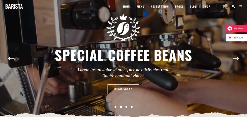 barista coffee shop WordPress themes