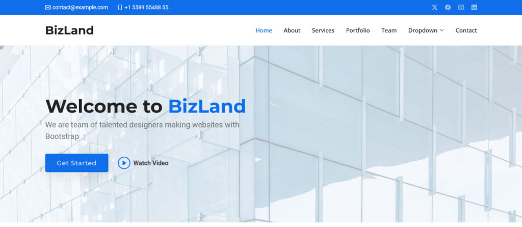 bizland free bootstrap website template