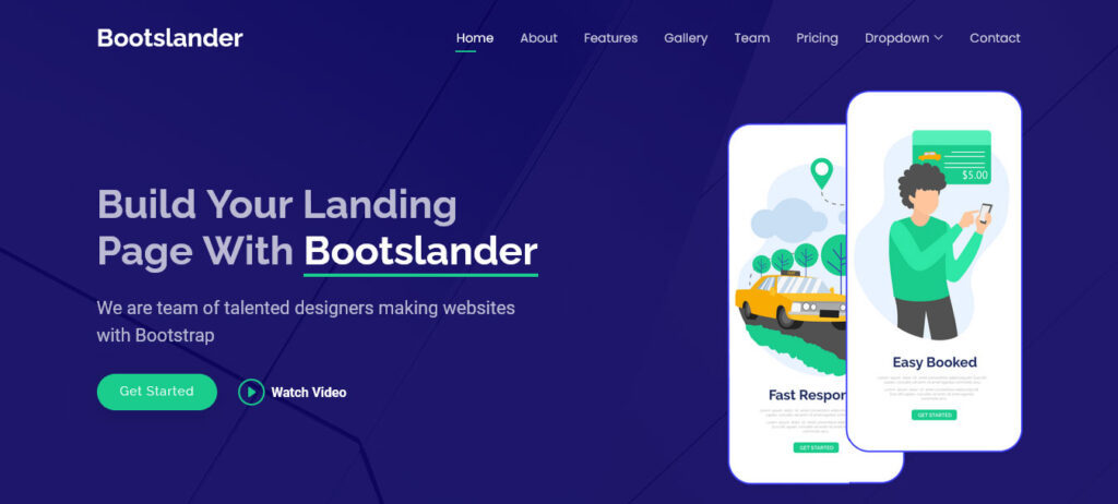 Bootslander free bootstrap website theme