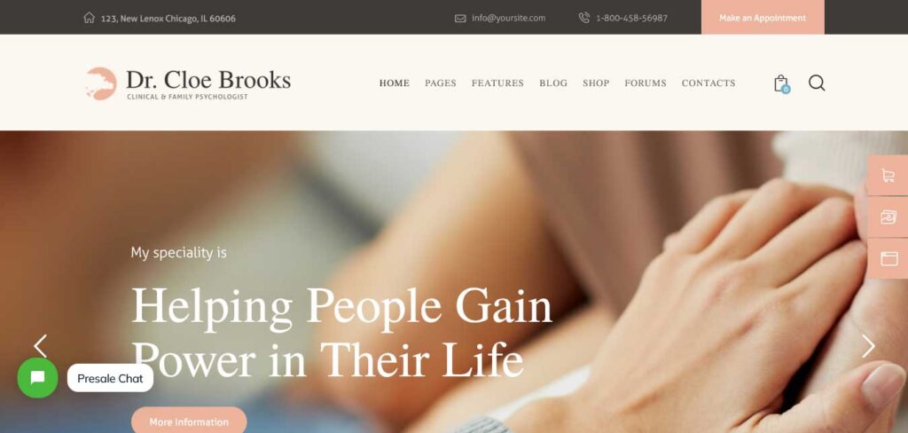 cloe brooks psychology and counseling WordPress theme