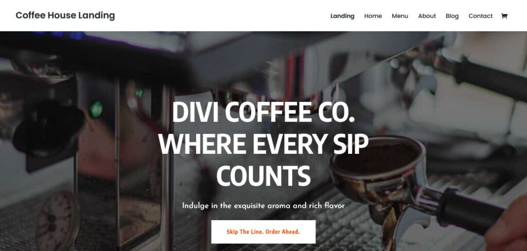 divi coffee landing theme