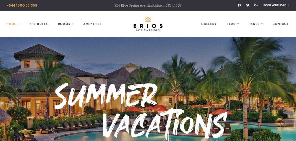 erios vacation rental WordPress theme