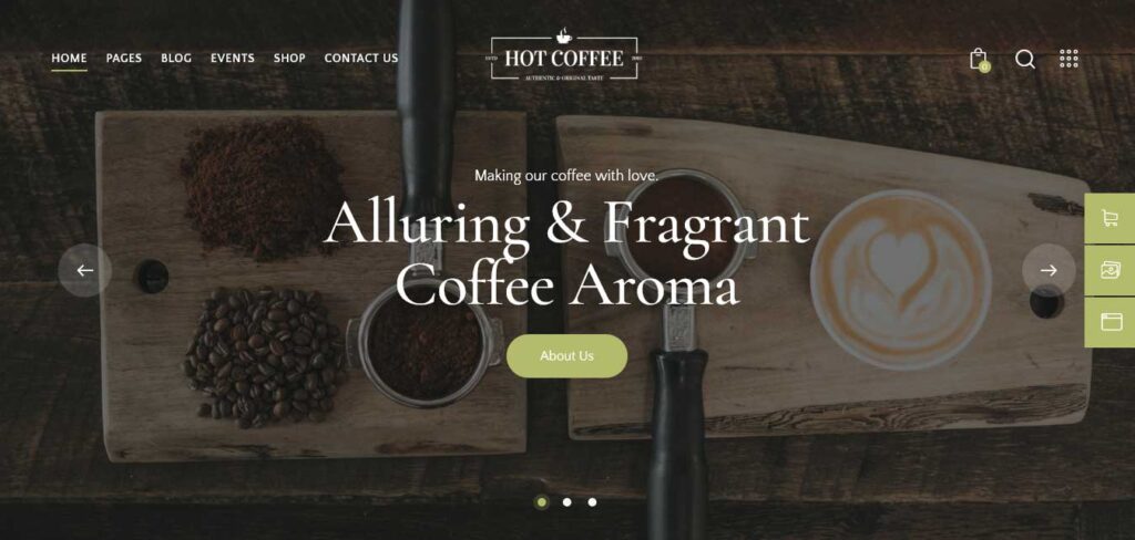 hot coffee shop WordPress theme