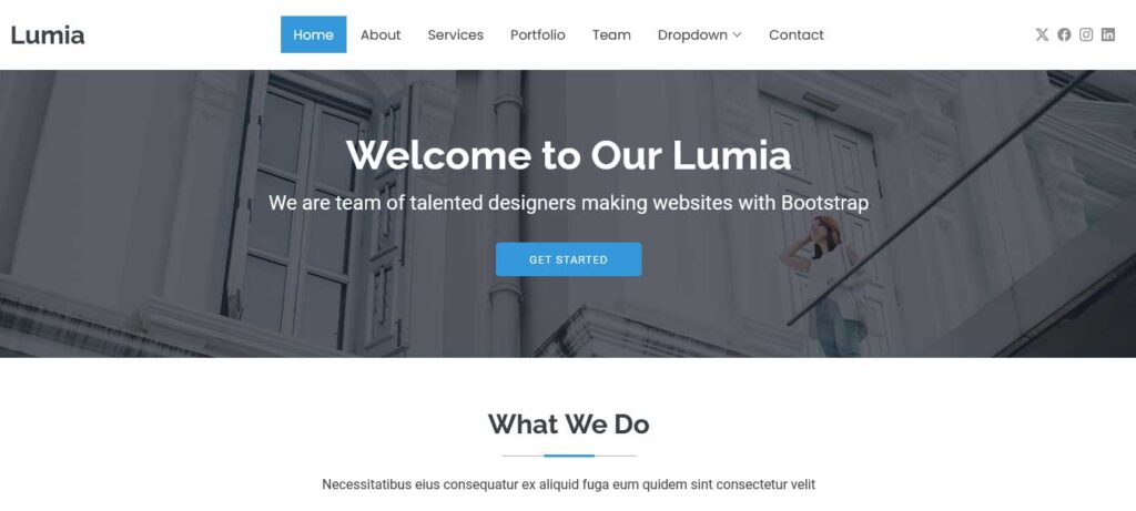 Lumia free bootstrap website template