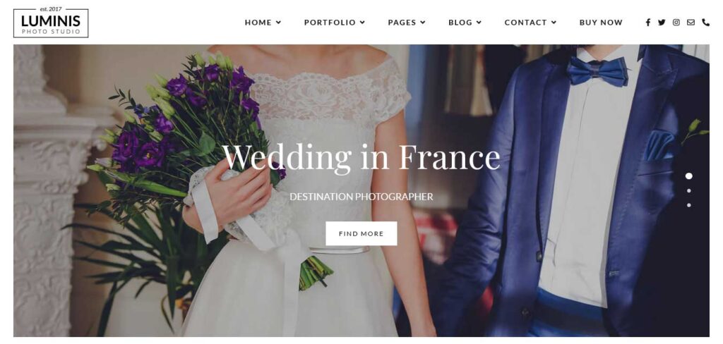 Luminis wedding photography WordPress themes