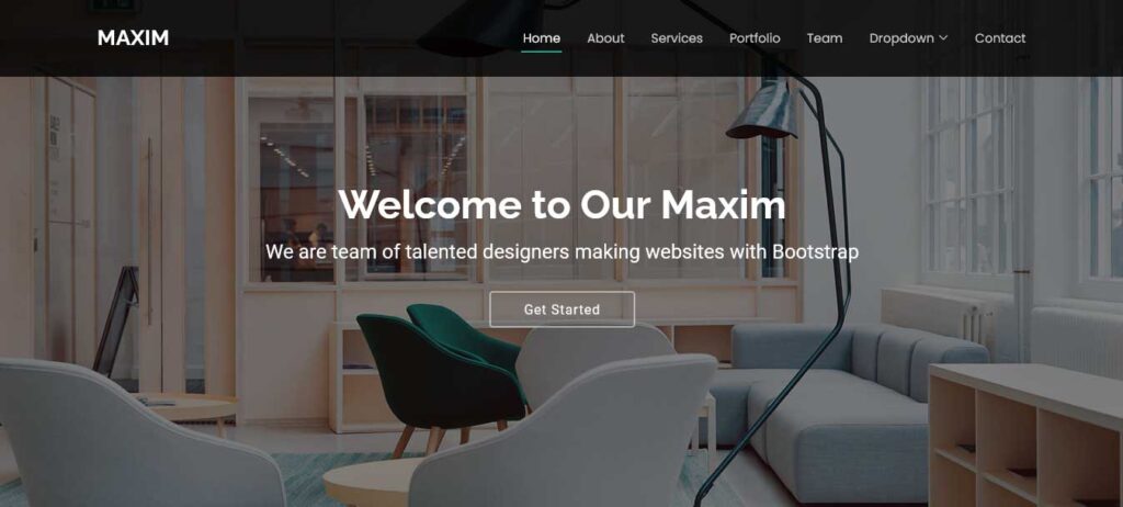 Maxim free bootstrap website template