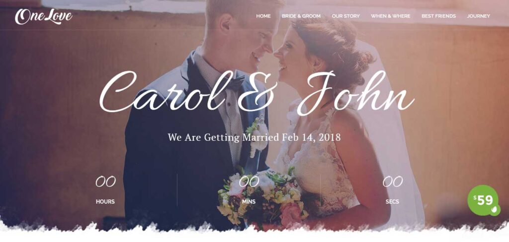 Onelove wedding wordpress theme