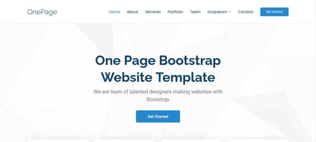 Onepage free bootstrap website template