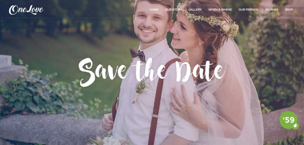 onelove wedding photography WordPress theme