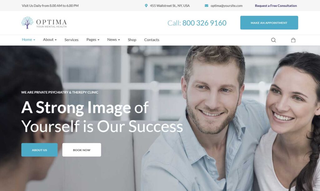 Optima psychology and counseling WordPress theme