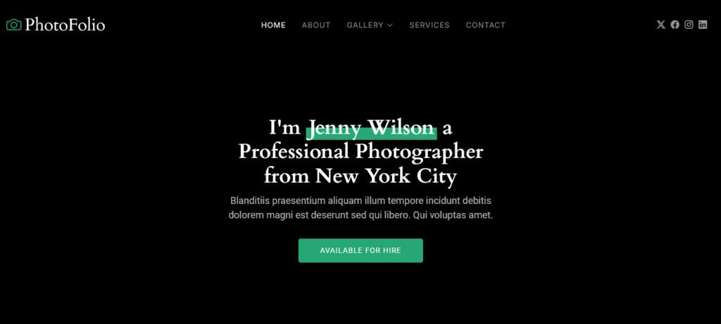 Photofolio free bootstrap website template