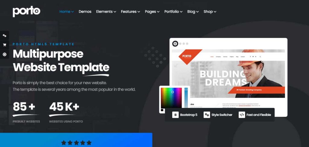 Porto Bootstrap website template