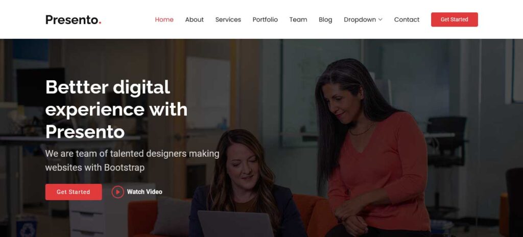 Presento free bootstrap website template
