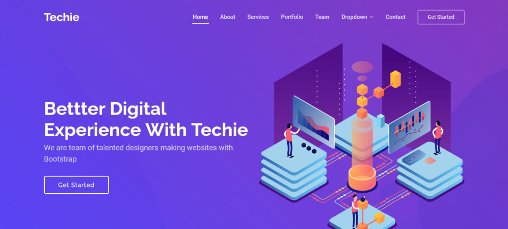 Techie free bootstrap website template